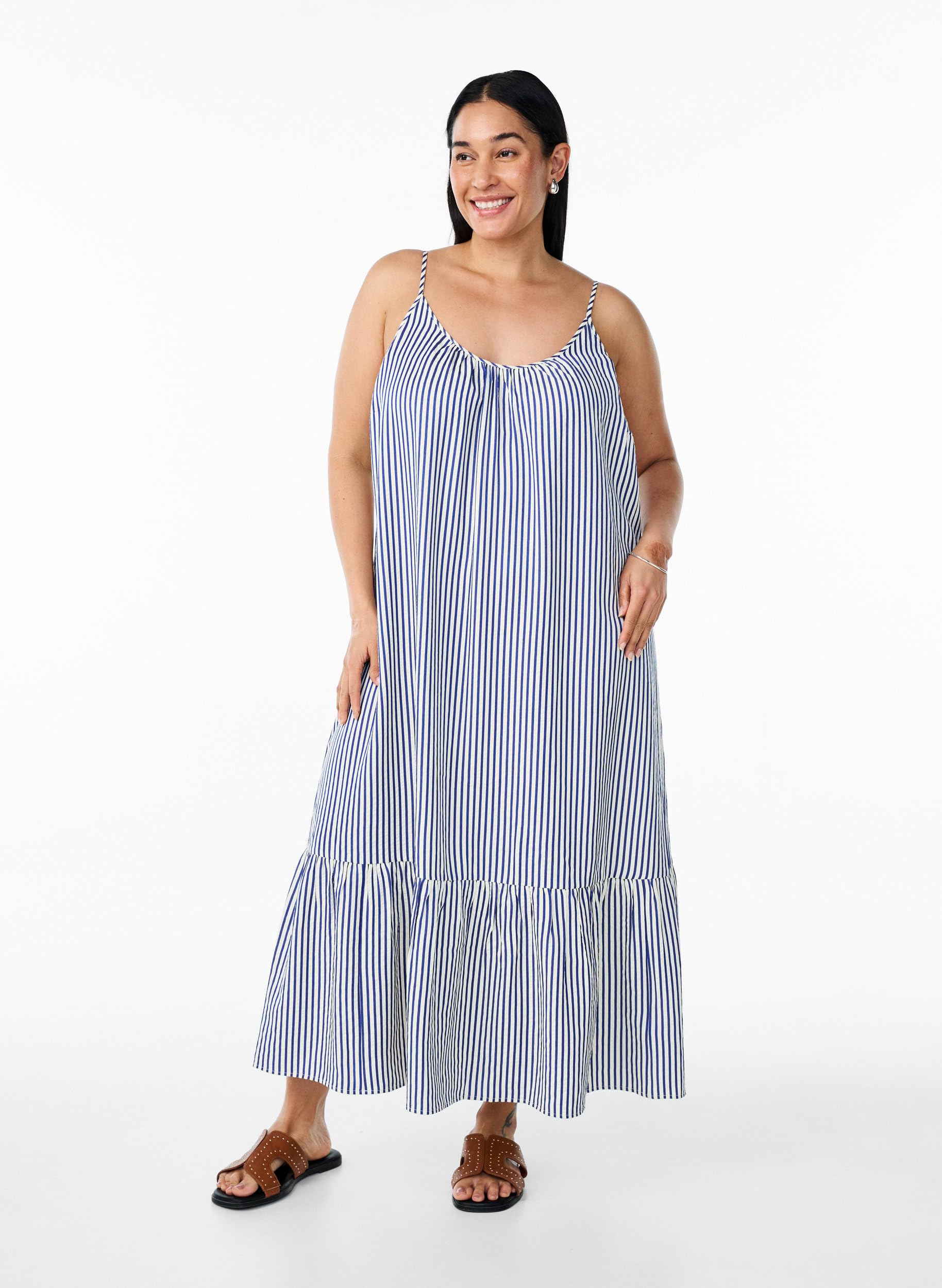 Zizzi Midikleid Streifen Spaghettiträger Gr.42-60