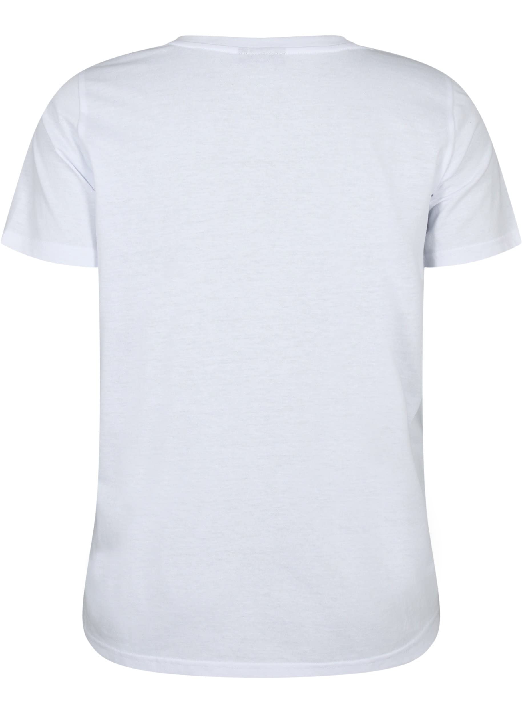 Zizzi T-Shirts Basic T-Shirt V-Ausschnitt Bright White 42-44