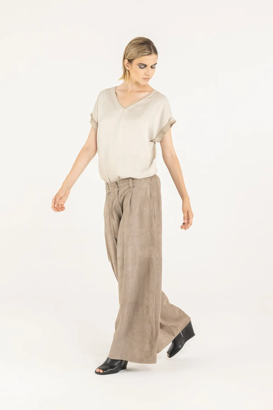 Sanctamuerte Pantaloni Palazzo Hose Echt-Wildleder Weit