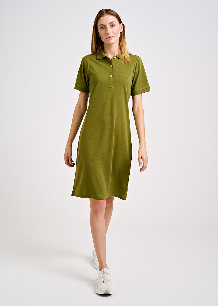 Wijld Polo-Kleid Olive Damenkleid grün Lyocell Bio-Baumwolle