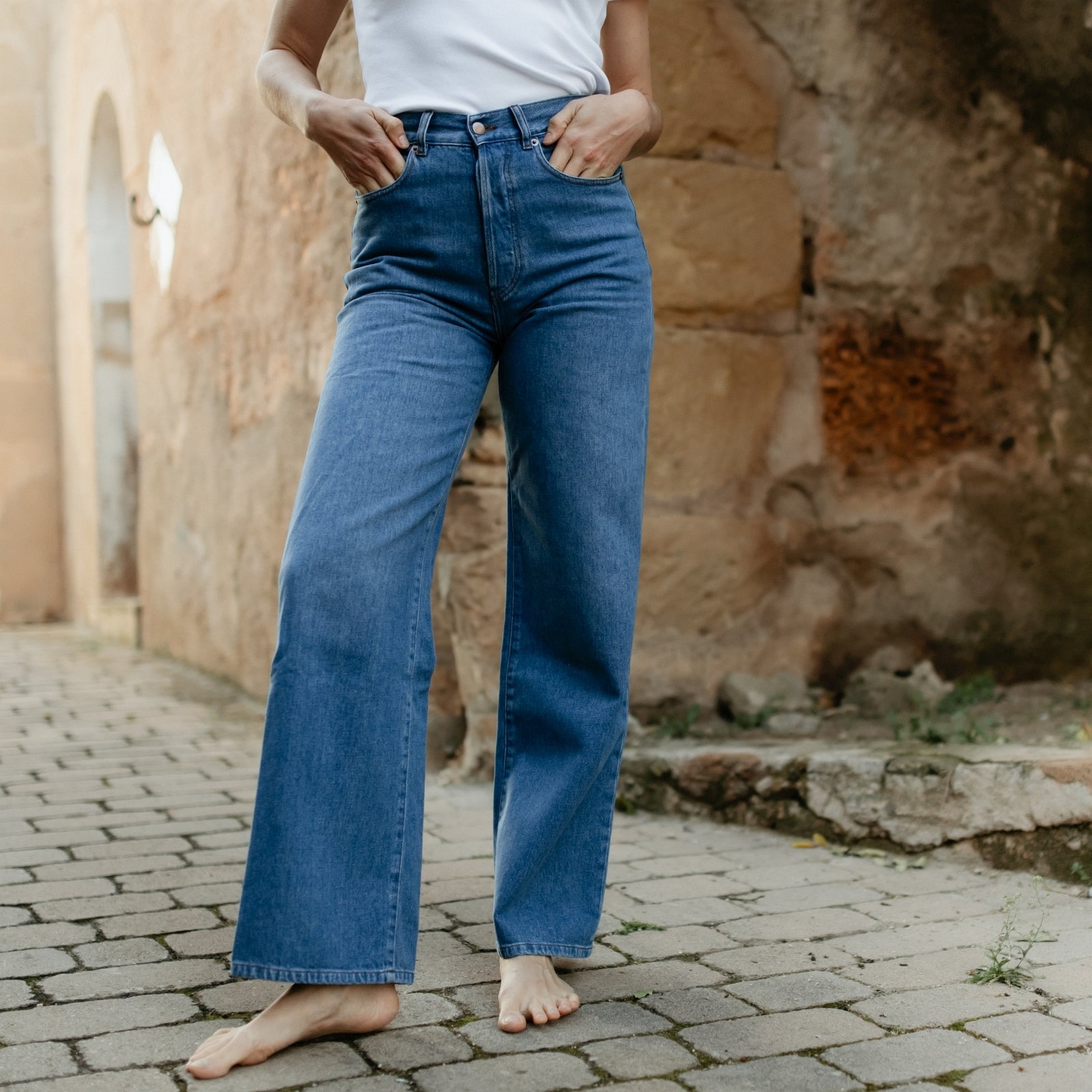 NORDLICHT Dilja Jeans Hose blau High Waist Bio-Baumwolle