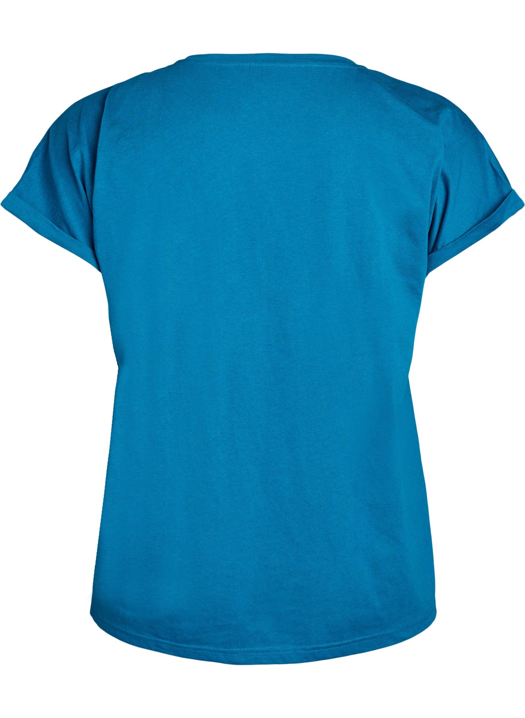 Zizzi T-Shirt Baumwollmix Rundhals Relaxed Fit Große Größen
