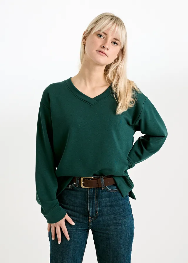 Wijld Sweater Ada Pullover Sea Moss V-Ausschnitt Holz