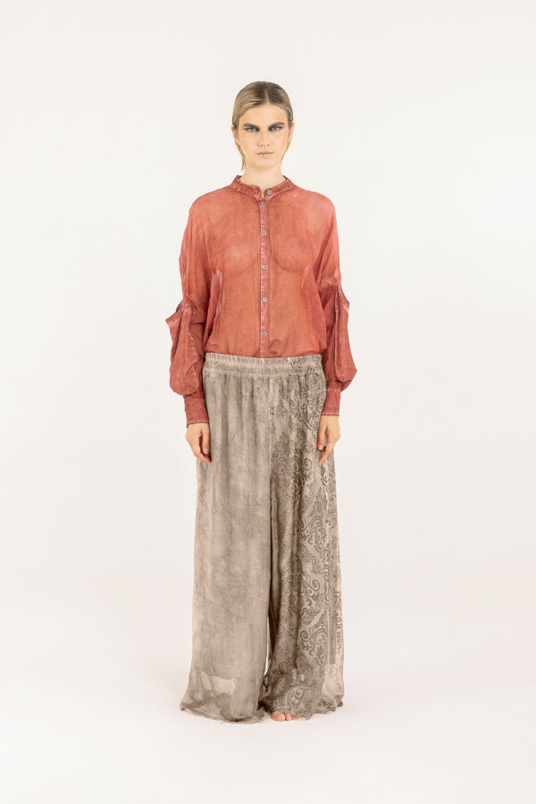 Sanctamuerte Pantaloni Palazzo Hose Viskose-Seide Taschen