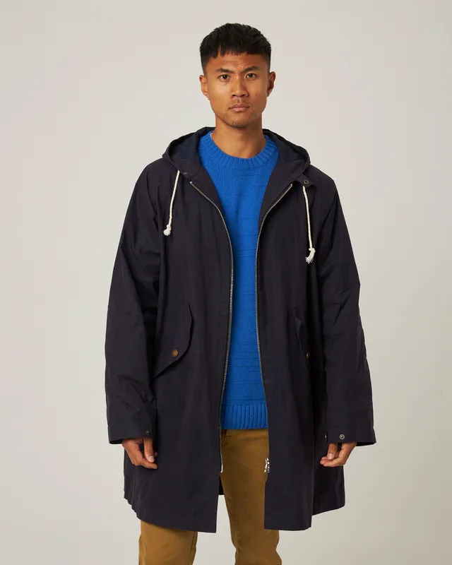 Peregrine Ford Cagoule Wachsjacke Navy wasserabweisend