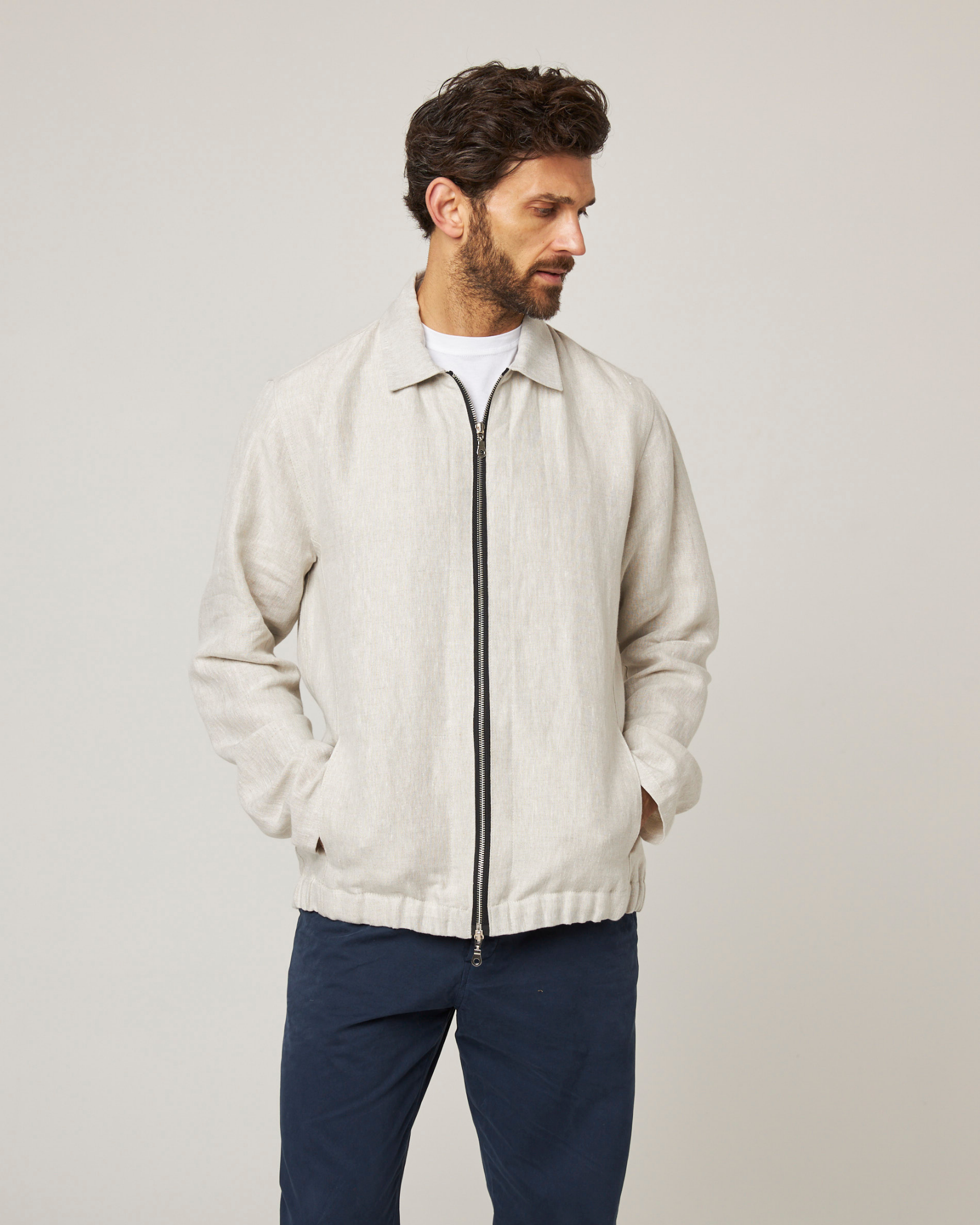 Peregrine Heybrook Linen Bomberjacke Navy Leinen Gr. S