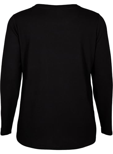 Zizzi Bluse Perlen Strass Langarm Rundhals Große Größen