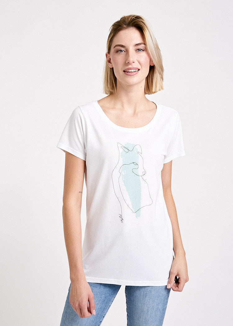 Wijld Sarah Foxline Damen T-Shirt Print Slim Holz