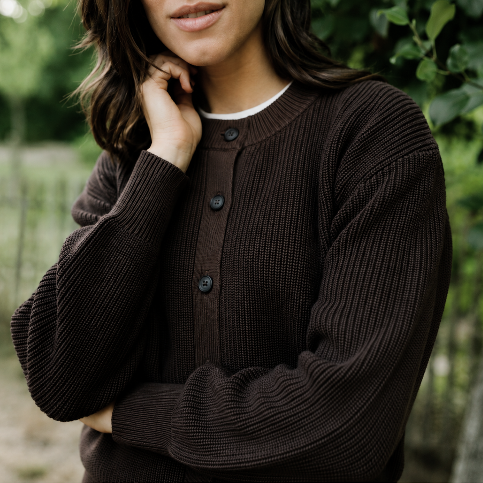 NORDLICHT Strickjacken Romy Strickjacke Braun Baumwolle