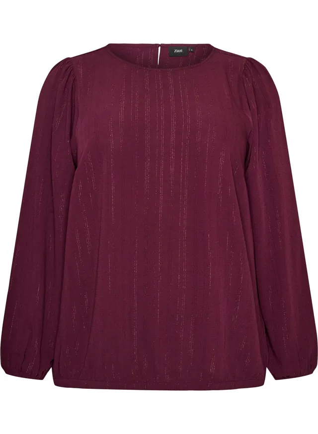 Zizzi Bluse Glitzer Langarm Rundhals Große Größen