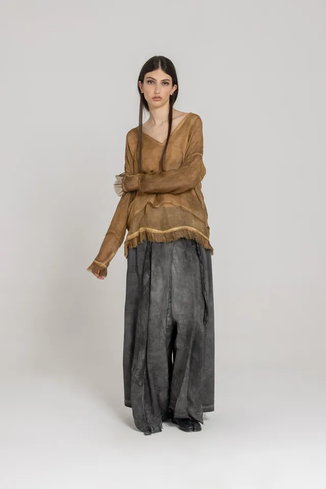 Sanctamuerte T-Shirt Asymmetrisch Langarm Viskose