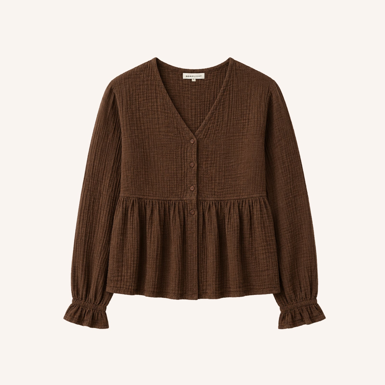 NORDLICHT Selma Musselin Bluse Braun mit Punkten