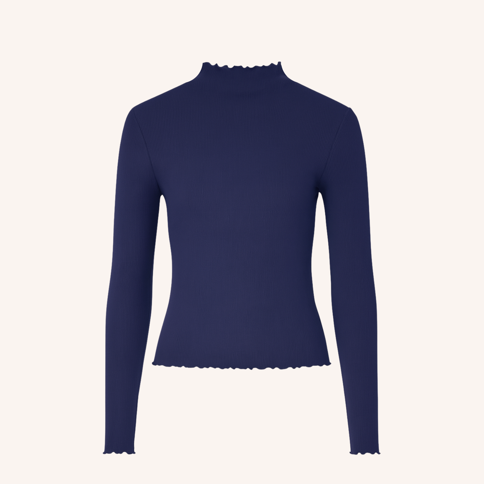 NORDLICHT Lica Ripp Langarmshirt blau Stehkragen