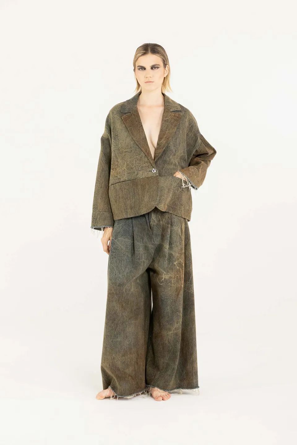 Sanctamuerte Capispalla Blazer Boxy Wende-Blazer Denim Rost