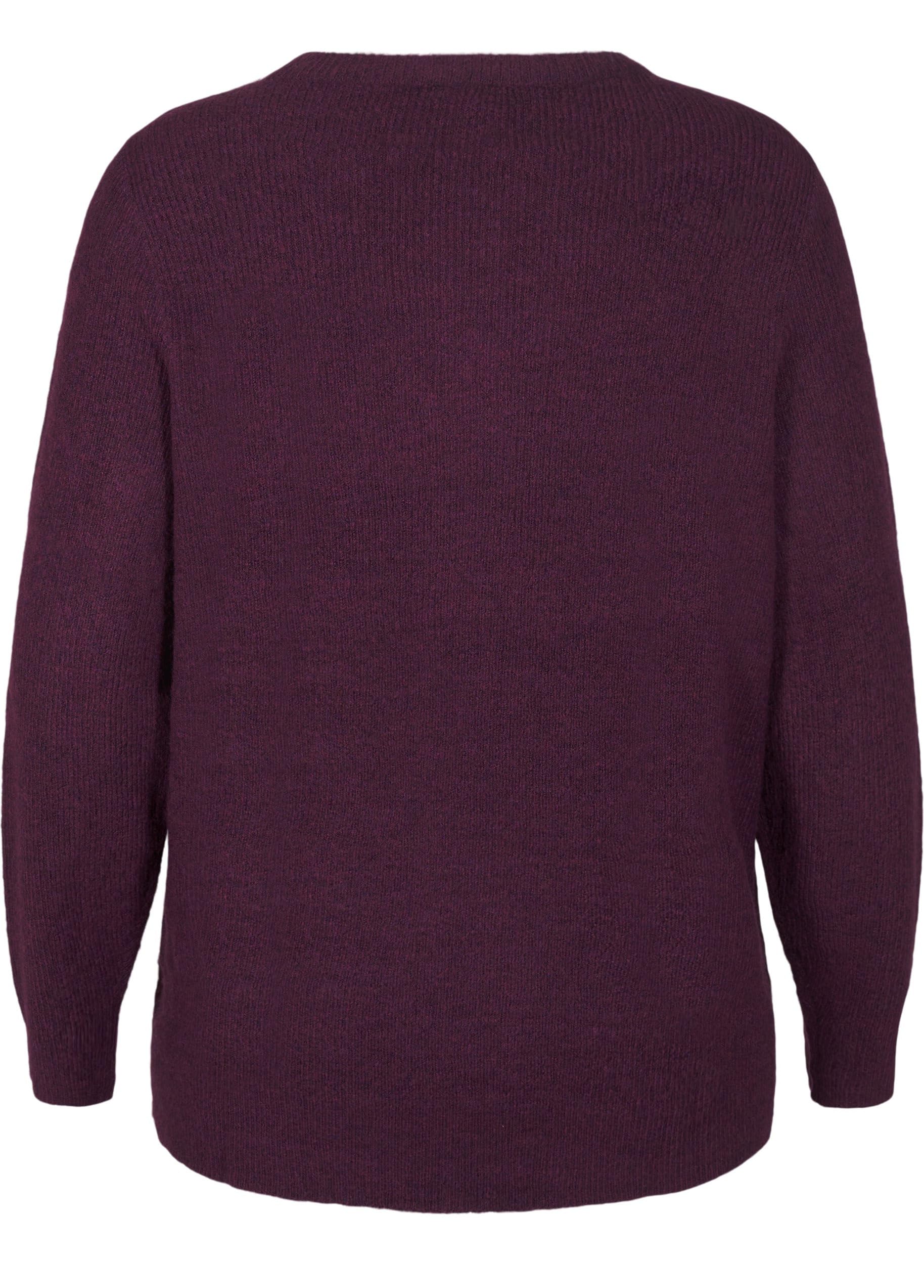 Zizzi Strickpullover Rippenstrick Rundhals Schwarz 50-52
