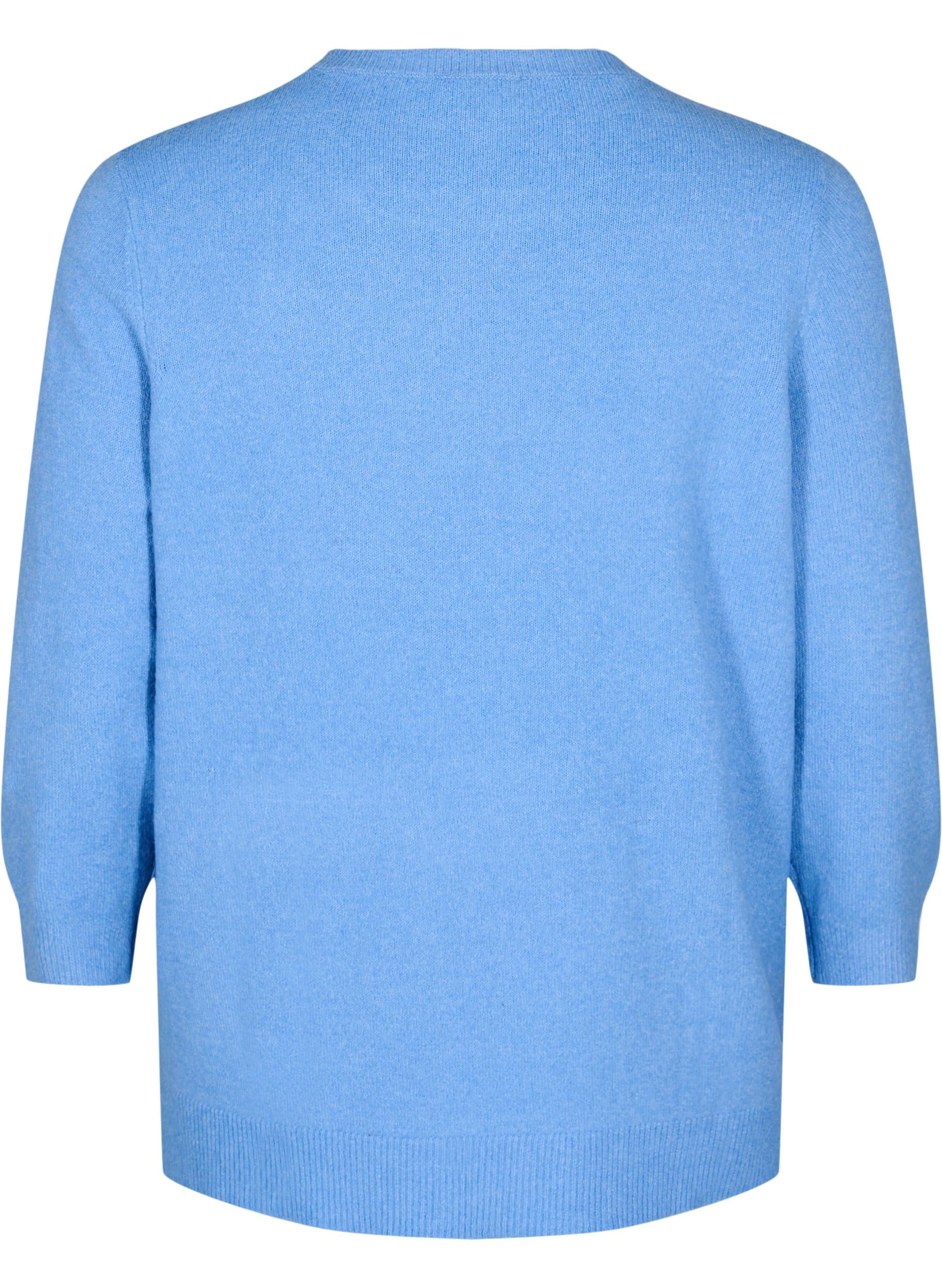 Zizzi Strick Strickbluse Blütenstickerei 3/4-Arm große Größen