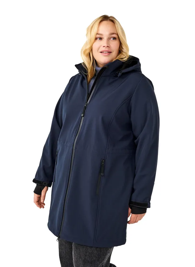 Zizzi Softshelljacke Lang Kapuze Fleece Winddicht 10.000 mm