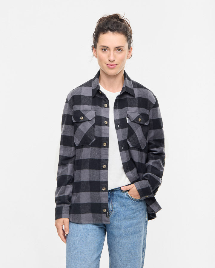 NIKIN TreePlanter Overshirt Check Anthracite-Black Flanell
