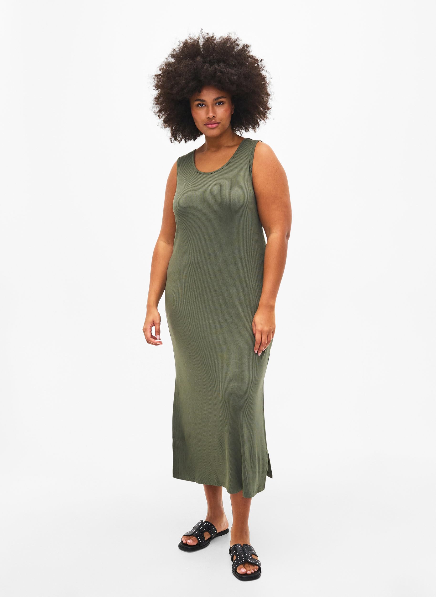 ZIZZI Dresses Trägerloses Rippen Kleid Viskose Lang Stretch