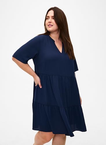 Zizzi Dresses Kleid Kurzarm V-Ausschnitt A-Linie Gr.42-60