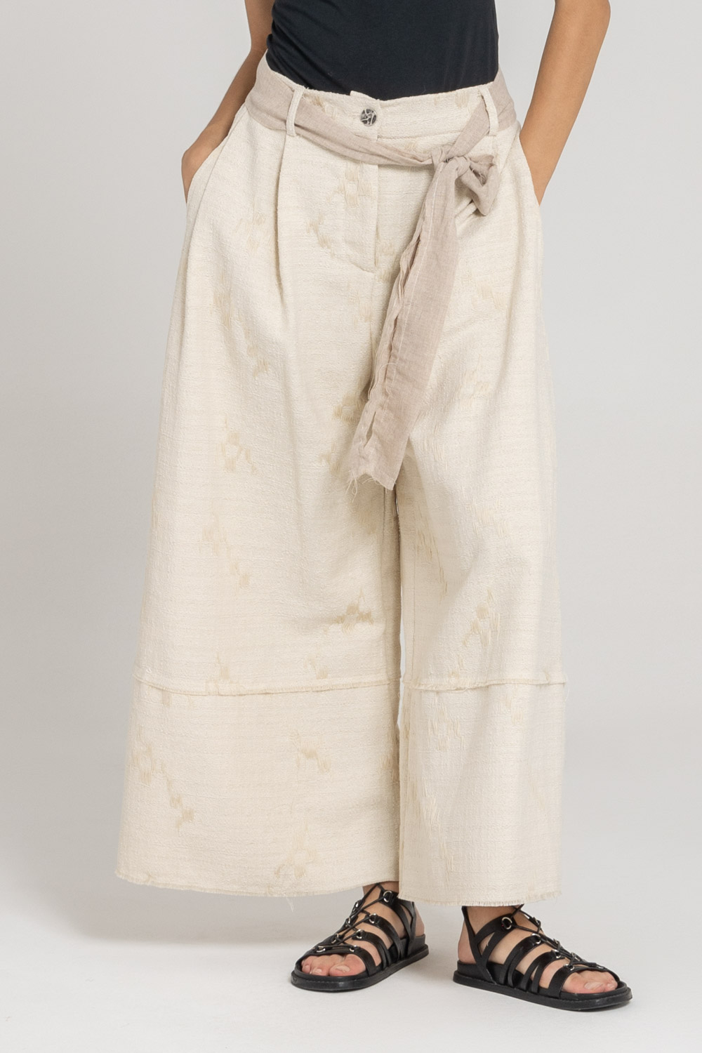Sanctamuerte Pantaloni Palazzo Hose Baumwolle Leinen