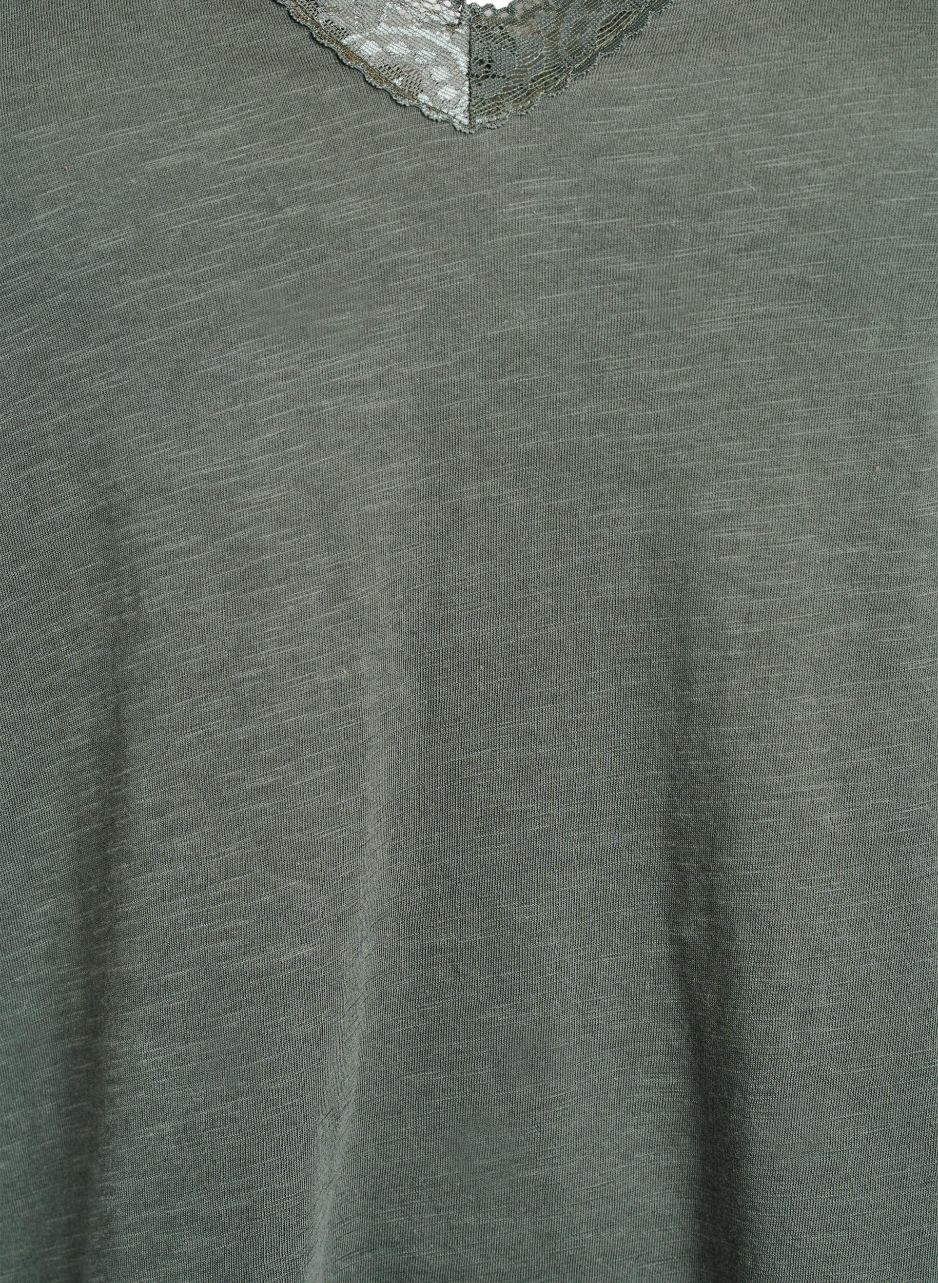 Zizzi T-Shirt V-Ausschnitt Spitze Baumwolle Große Größen