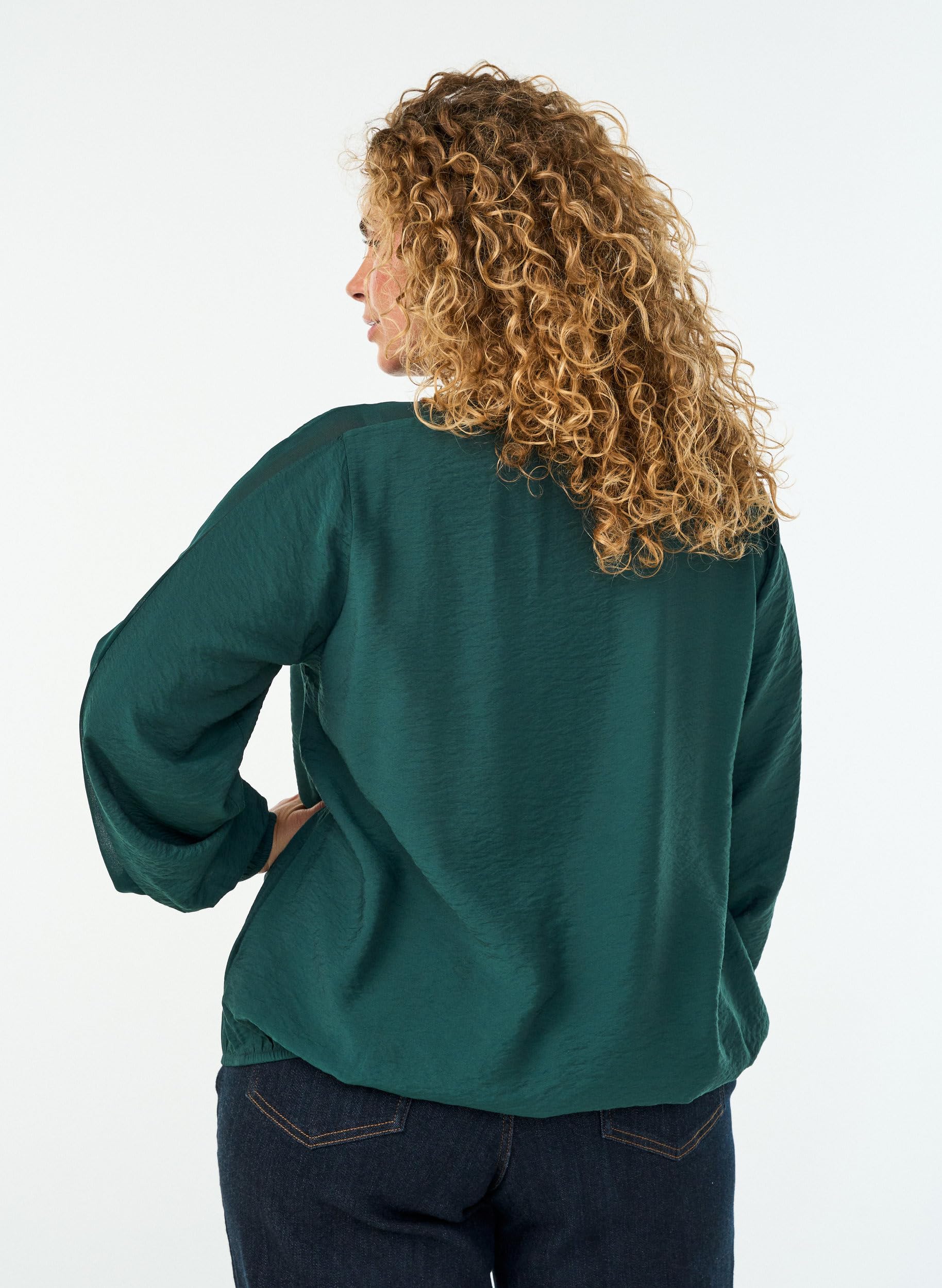 Zizzi Bluse Chiffon Langarm Ponderosa Pine Große Größen