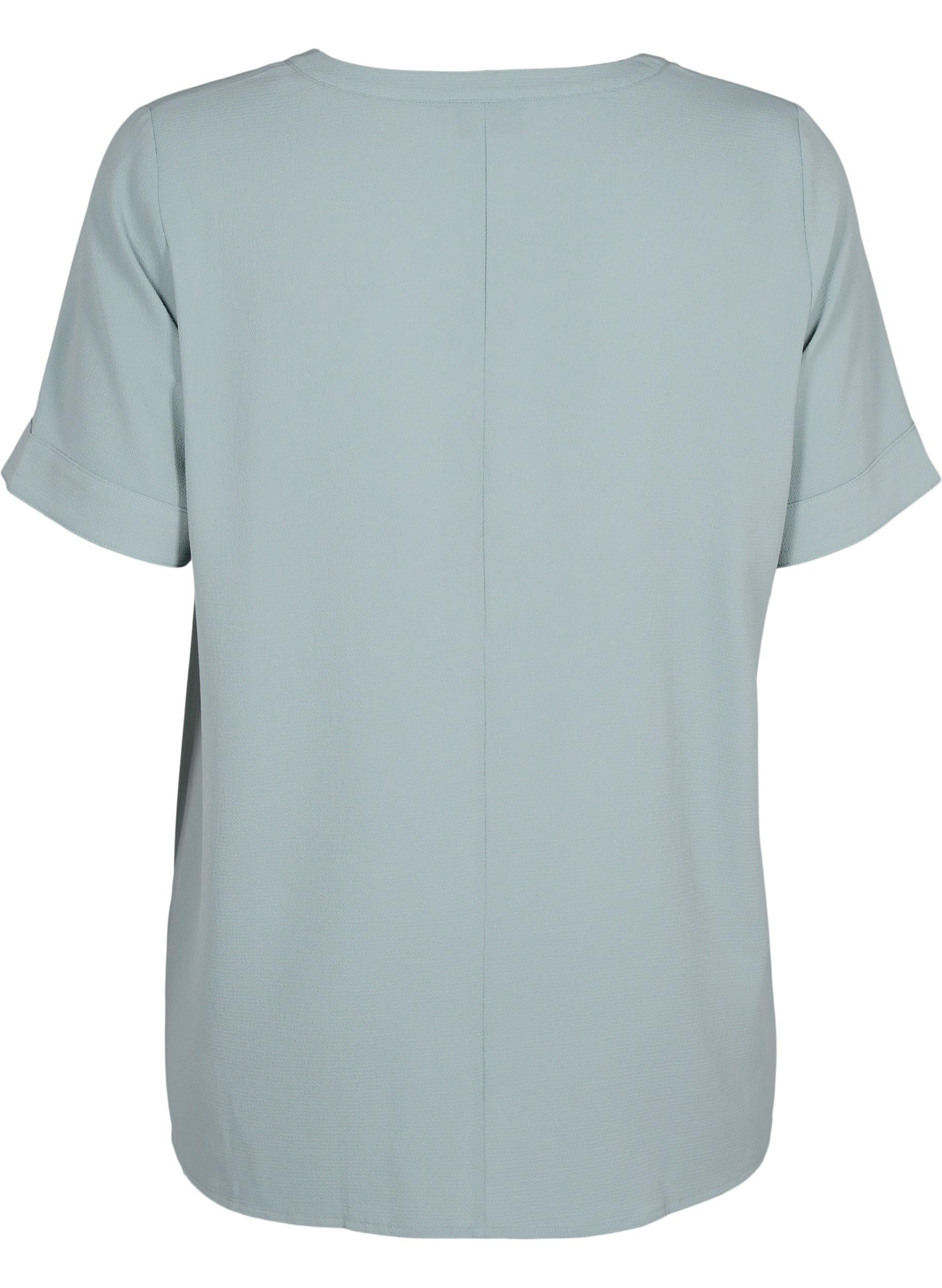 Zizzi Bluse Kurzarm Damen V-Ausschnitt Recycelt