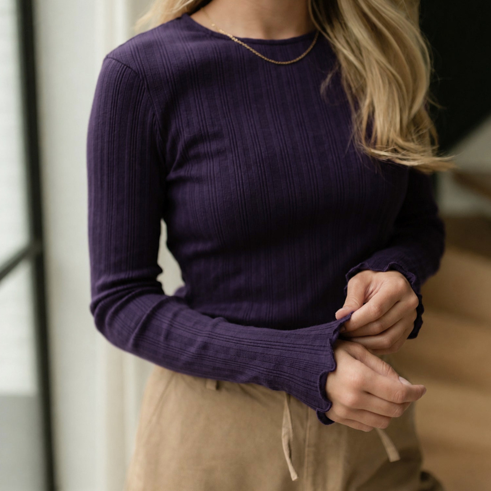 NORDLICHT Maja Langarmshirt Bio-Baumwolle Lila