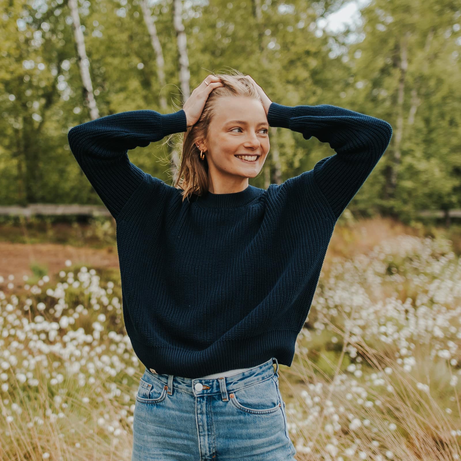 NORDLICHT Pullover Mara Grobstrickpullover Marineblau Bio