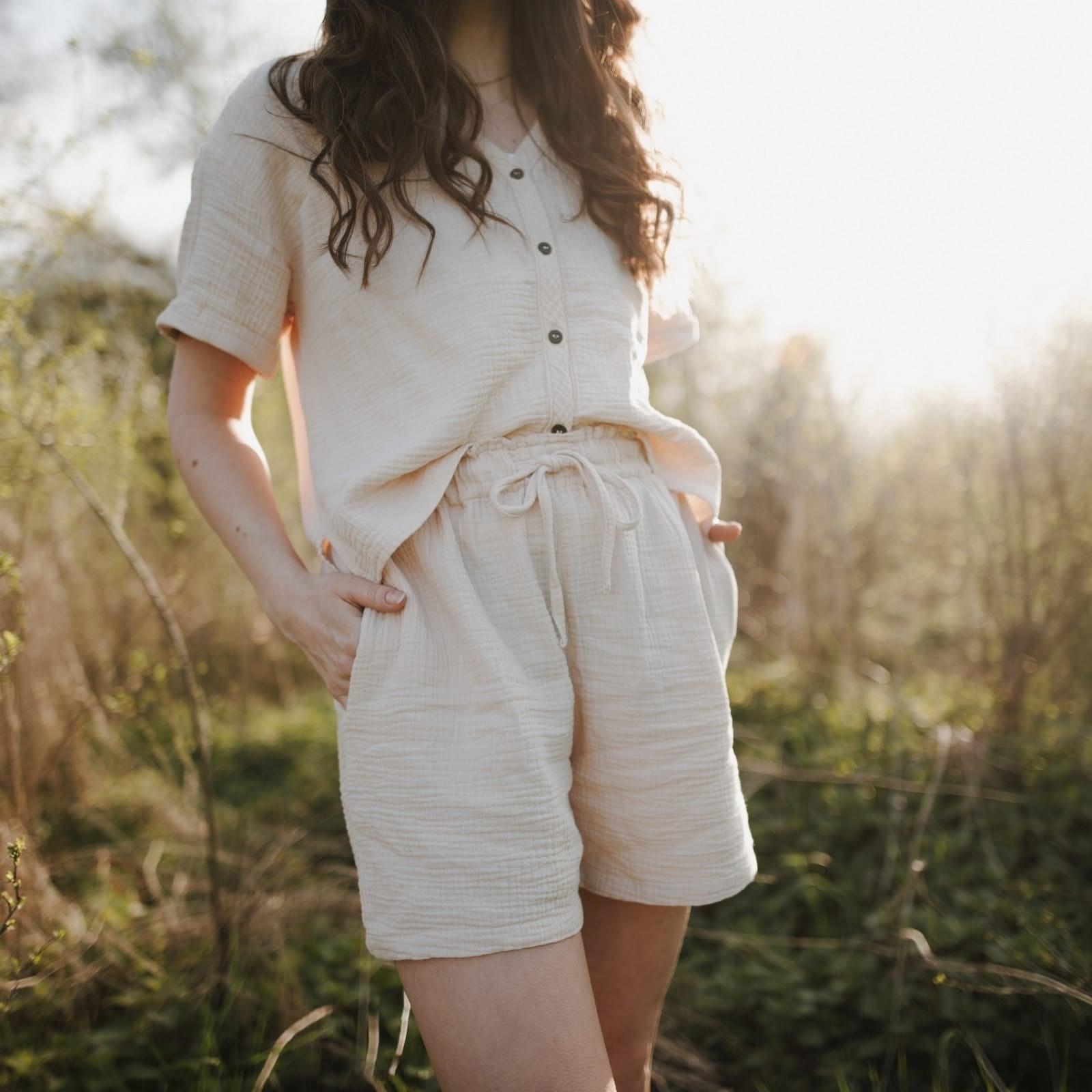 NORDLICHT Leja Musselin Shorts Natur Damen