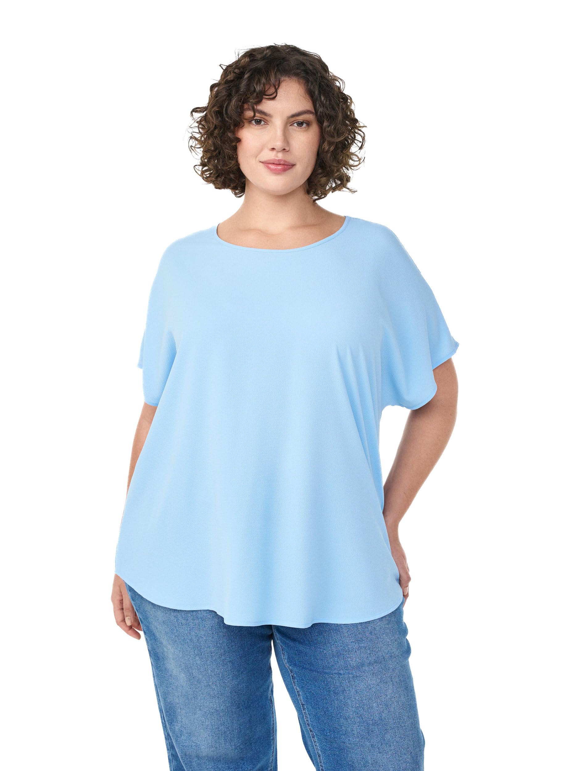 ZIZZI Blouses Bluse Kurzarm Tunika 50-52 Schwarz locker