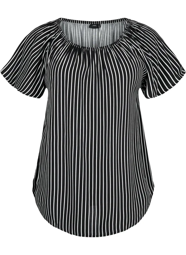 Zizzi Blouses Bluse Viskose Kurzarm Locker