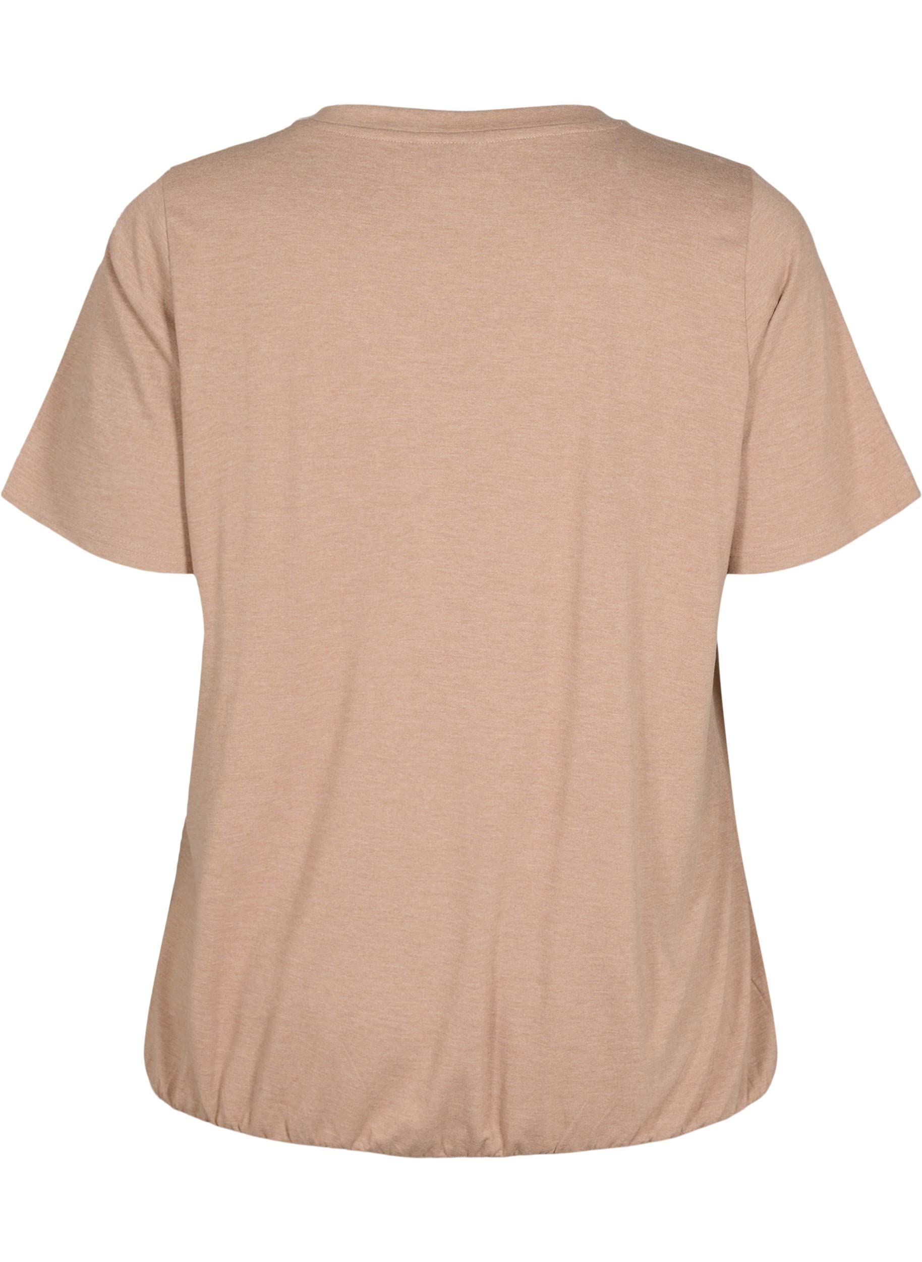 Zizzi T-Shirt Damen V-Ausschnitt Meliert Saum Balloneffekt