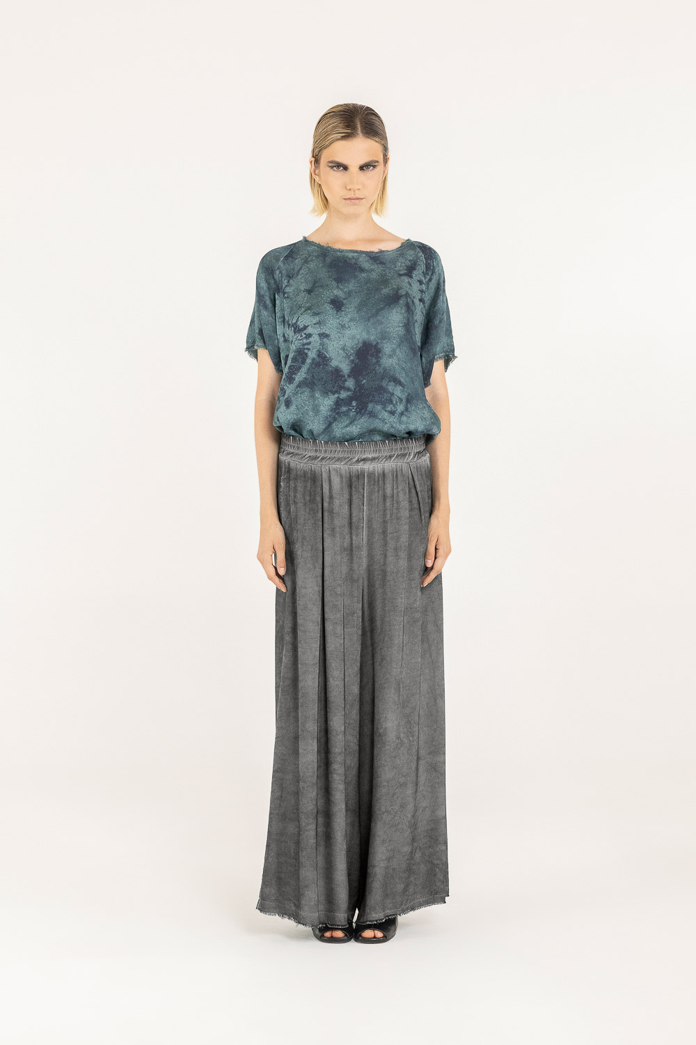 Sanctamuerte Pantaloni Pantalone Palazzo Hose Viskose weit