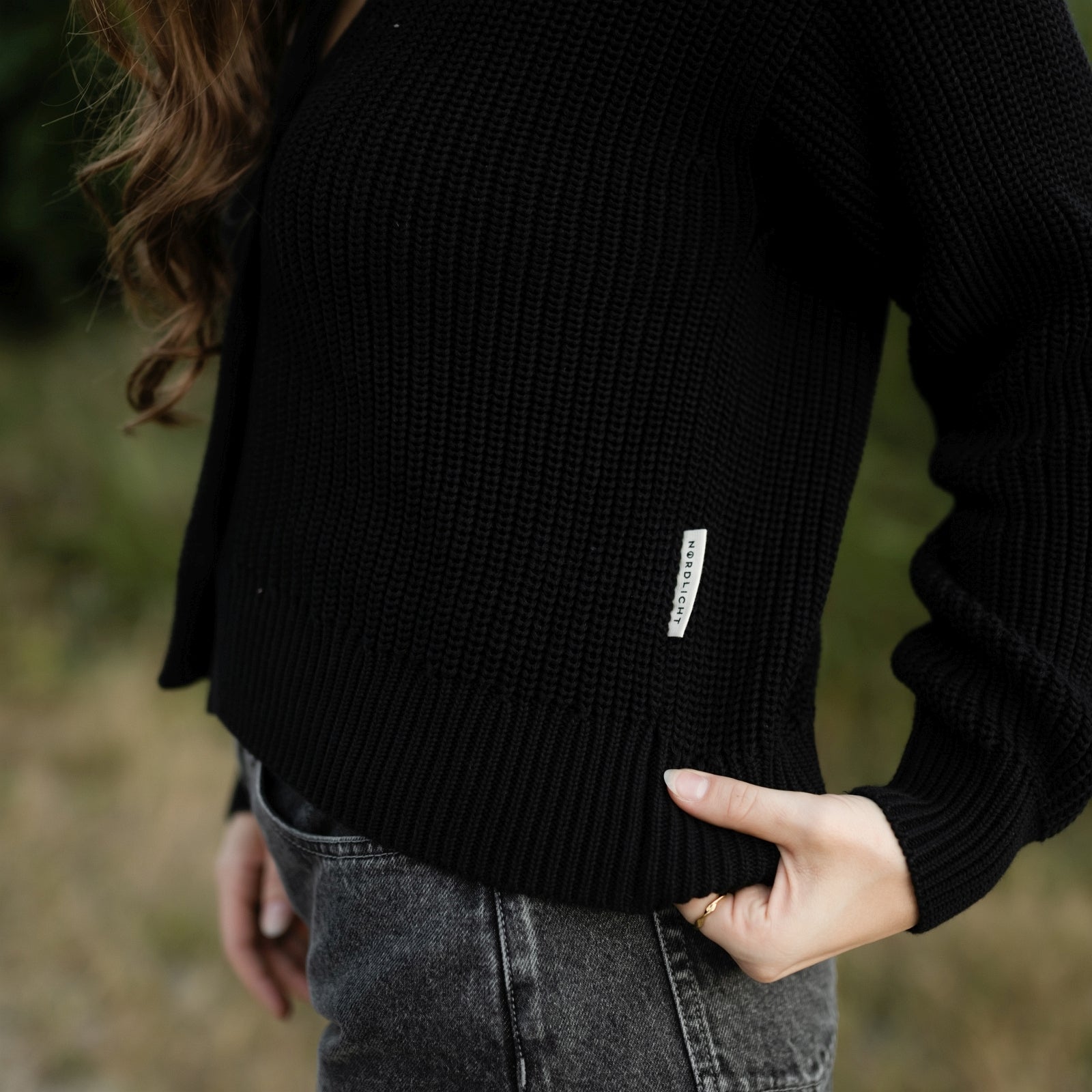 Nordlicht Marla Strickjacke Schwarz Bio-Baumwolle