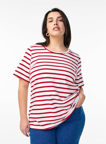 Zizzi T-Shirt Baumwolle Streifen Rundhals Große Größen