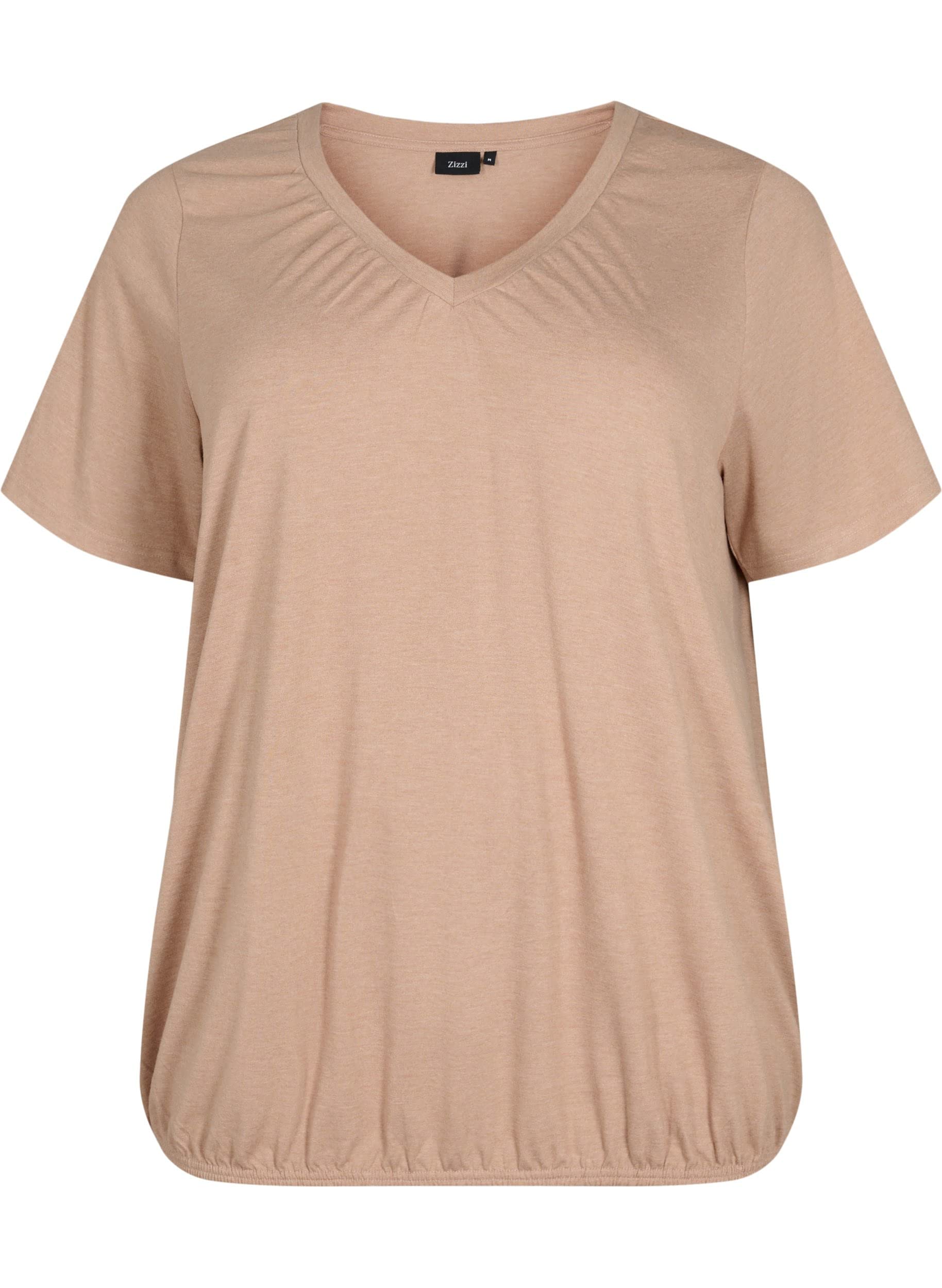 Zizzi T-Shirt Damen V-Ausschnitt Meliert Saum Balloneffekt