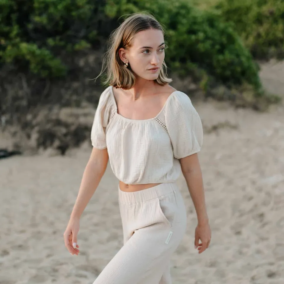 Nordlicht Mailin Musselin Crop Top Rüschen