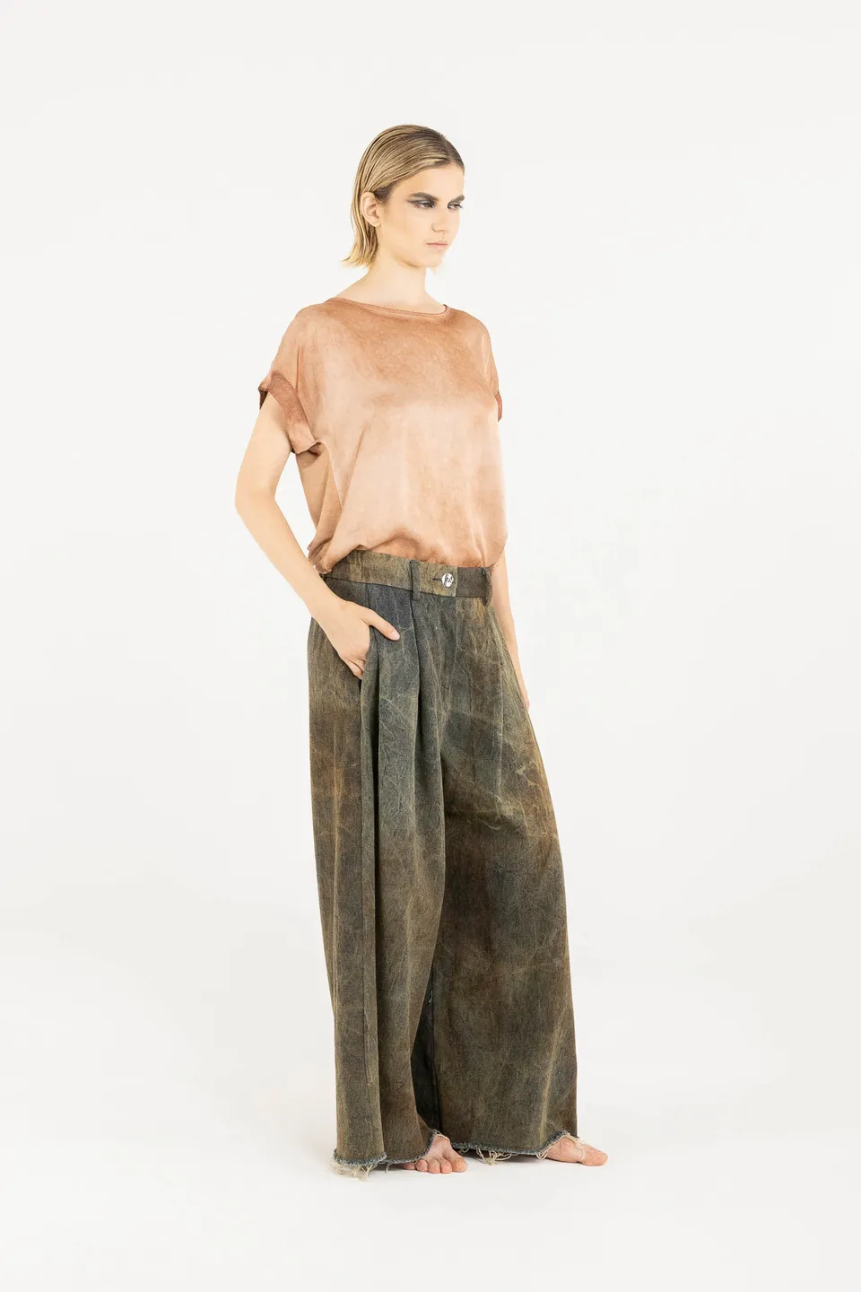 Sanctamuerte Pantaloni Palazzo Hose Denim Rost