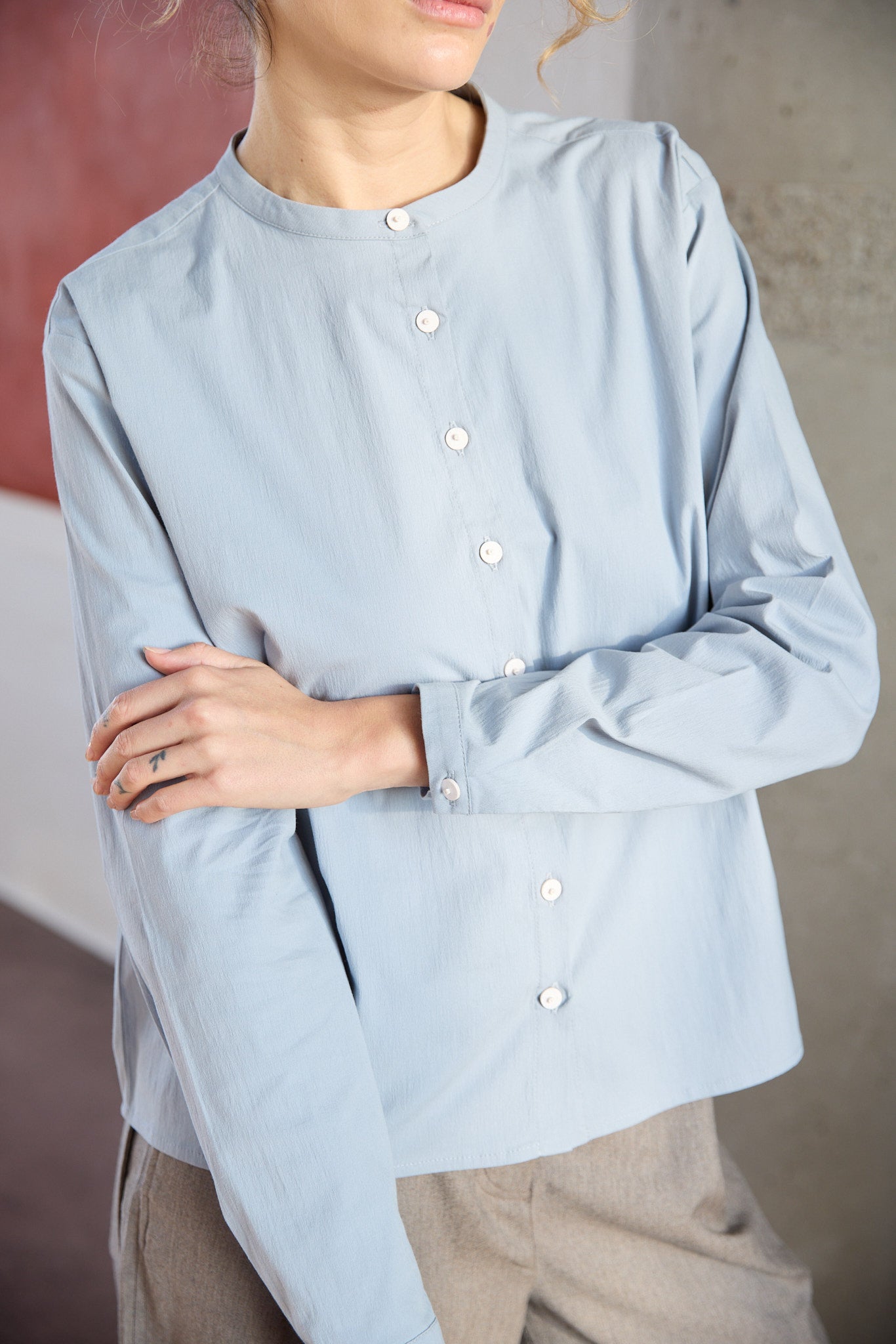 Christiane Strobel VALESKA Hemdbluse Bio-Baumwolle blau