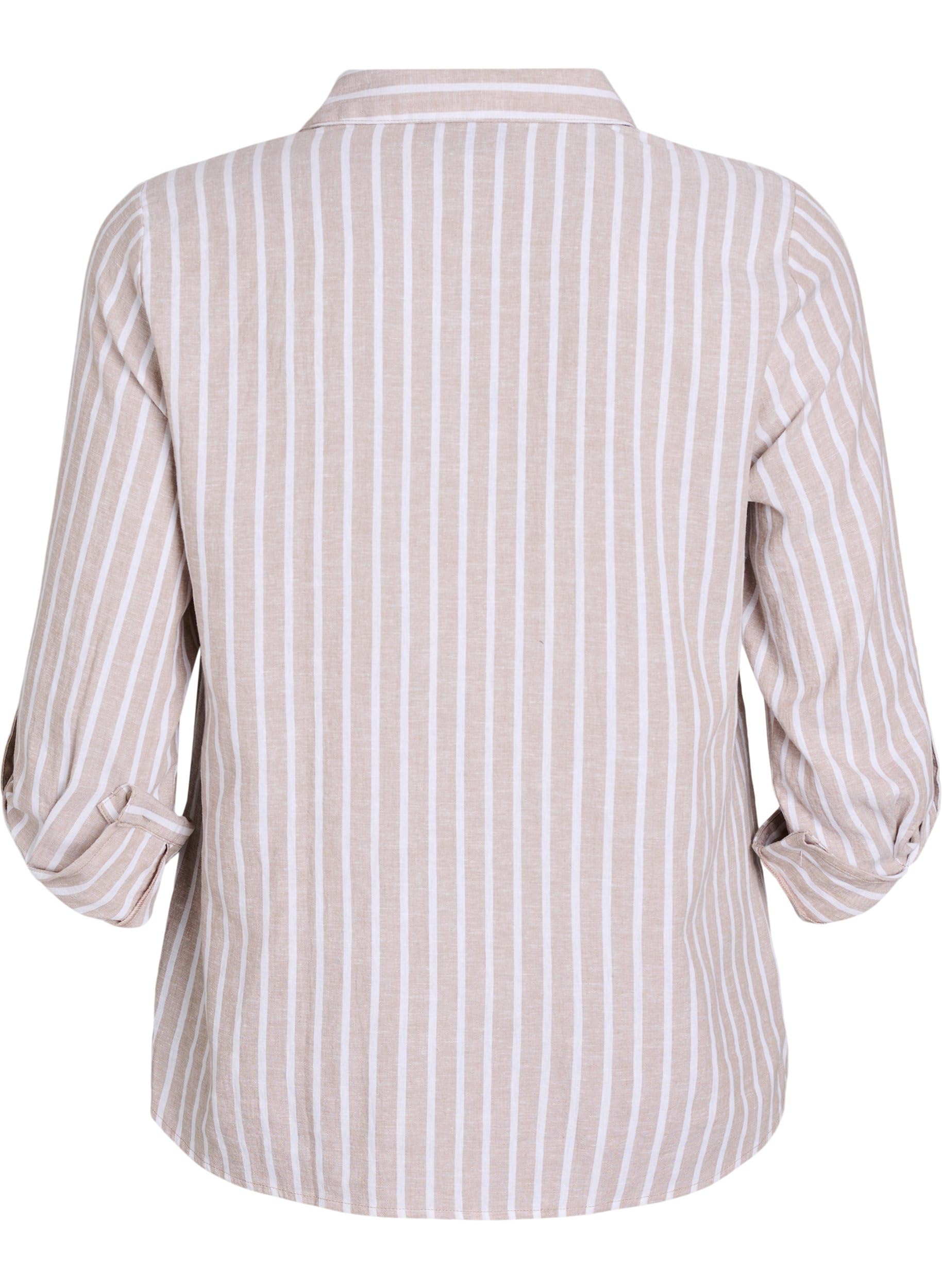 Zizzi Blouses Hemd 3/4-Ärmel Leinen-Viskose Gr. 42-60