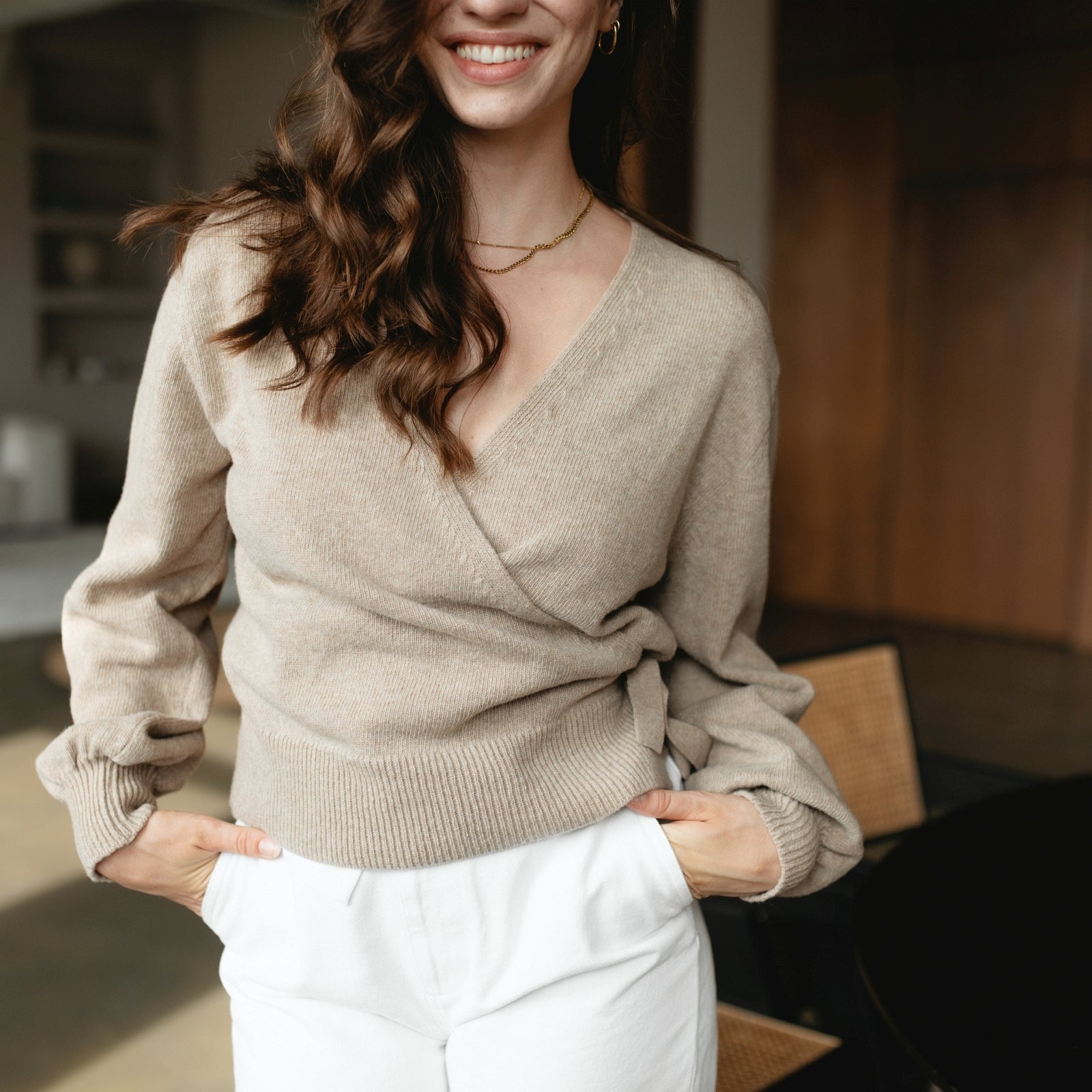 NORDLICHT Mona Wickelcardigan Strickjacke Recyclingwolle
