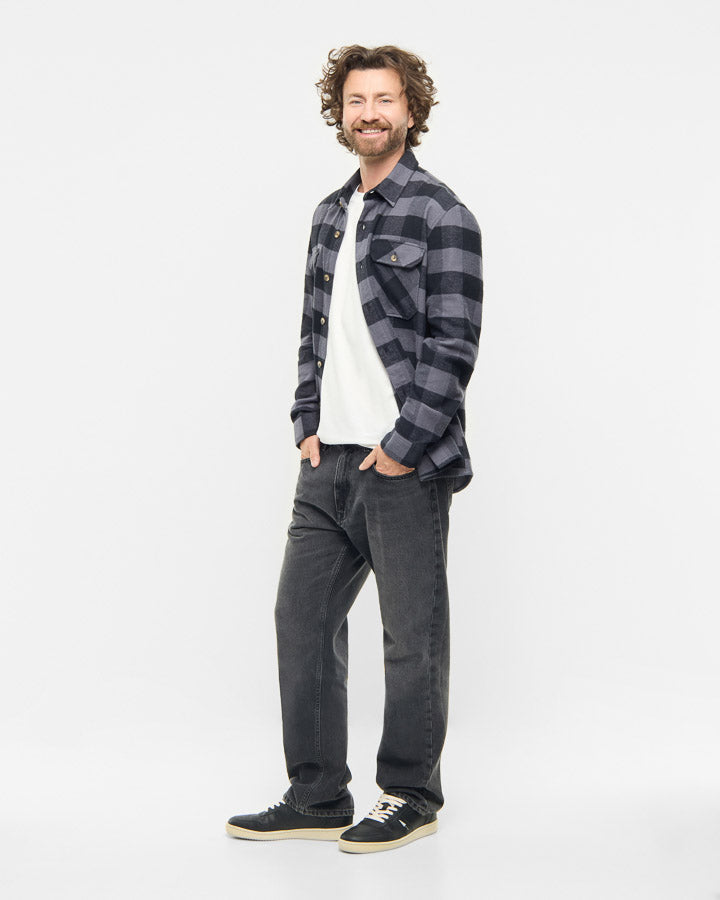 NIKIN TreePlanter Overshirt Check Anthracite-Black Flanell