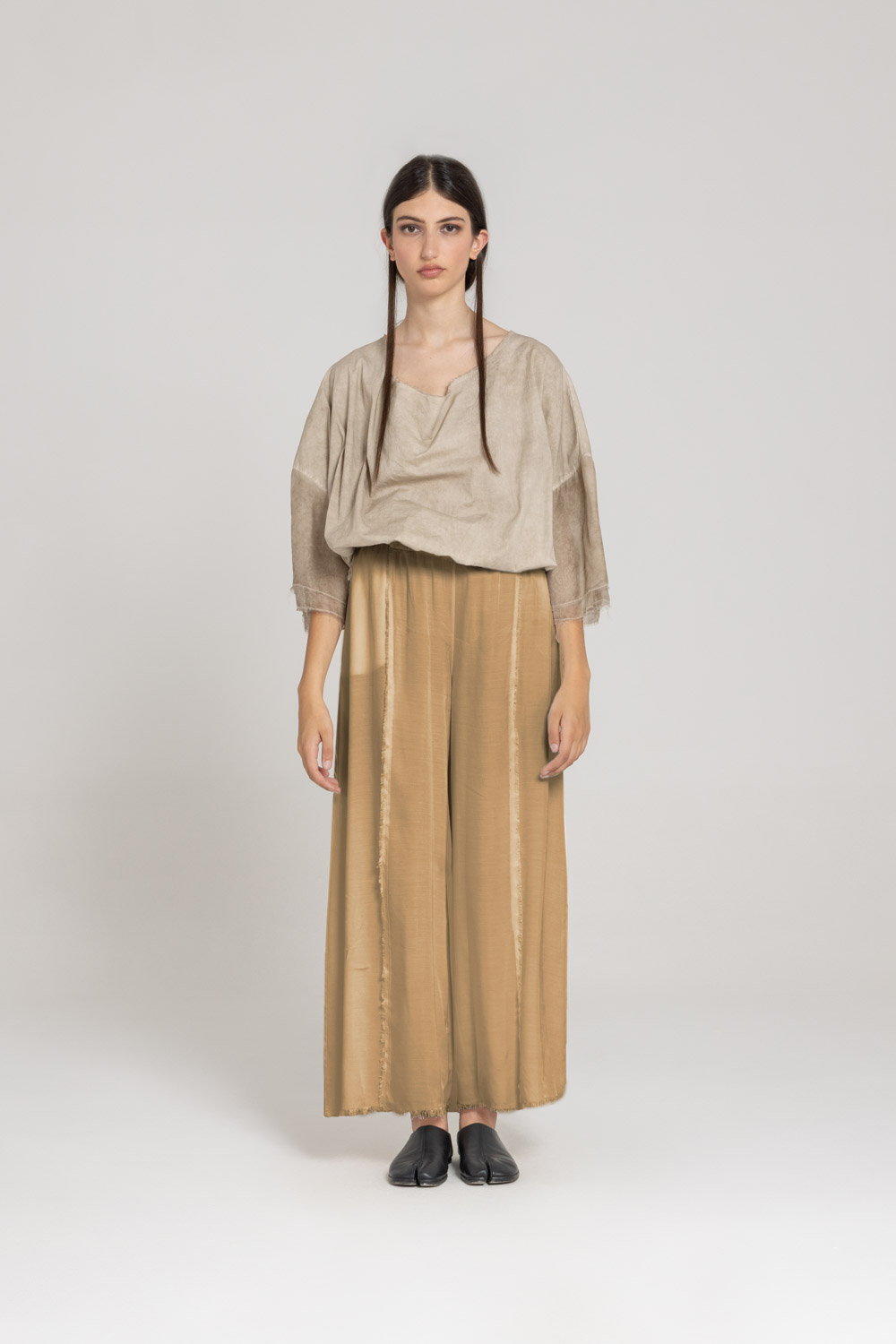 Sanctamuerte Pantaloni Palazzo Hose Viskose Satin Weit