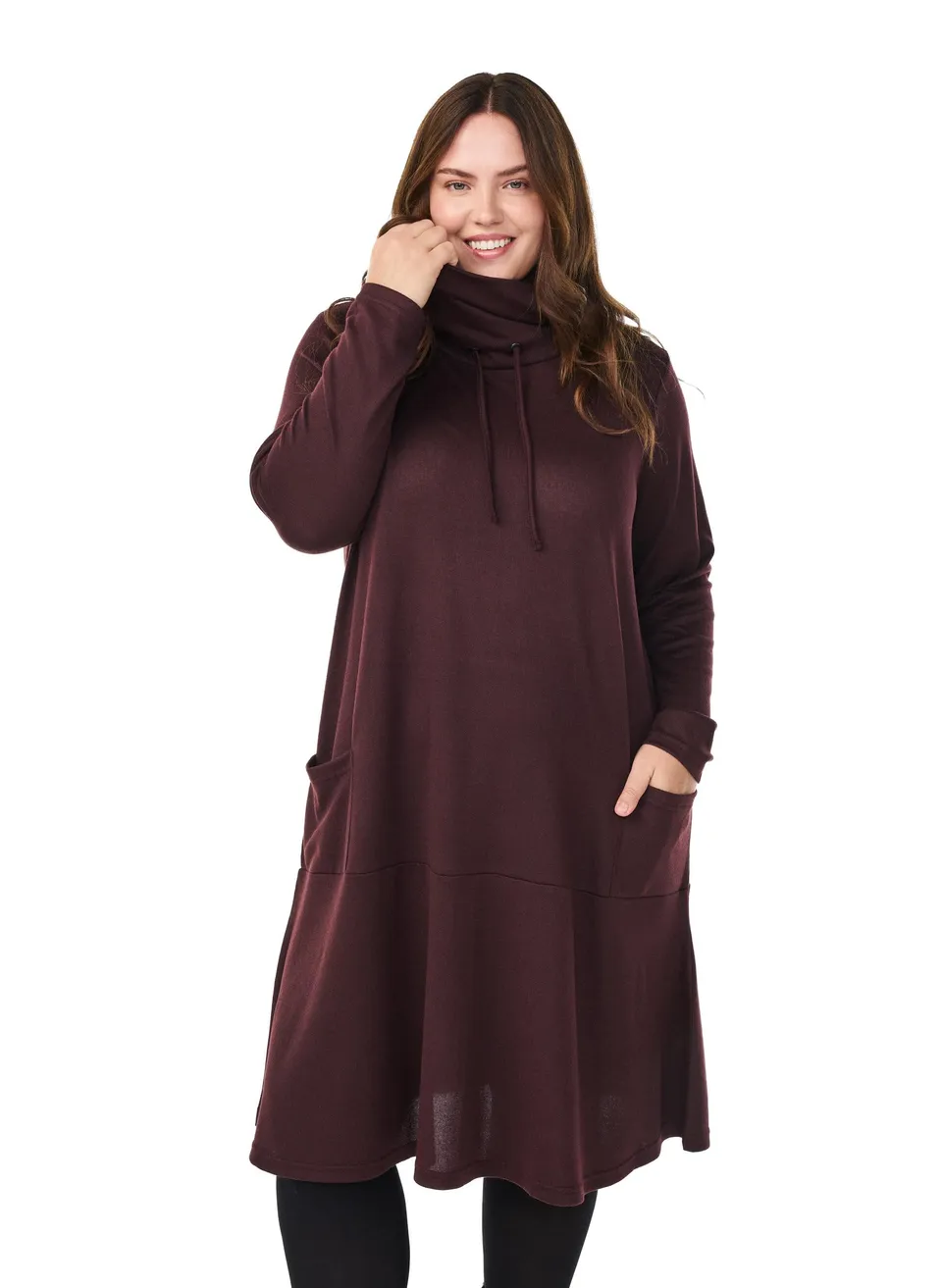 Zizzi Kleid Jersey Langarm A-Linie Große Größen 42-44