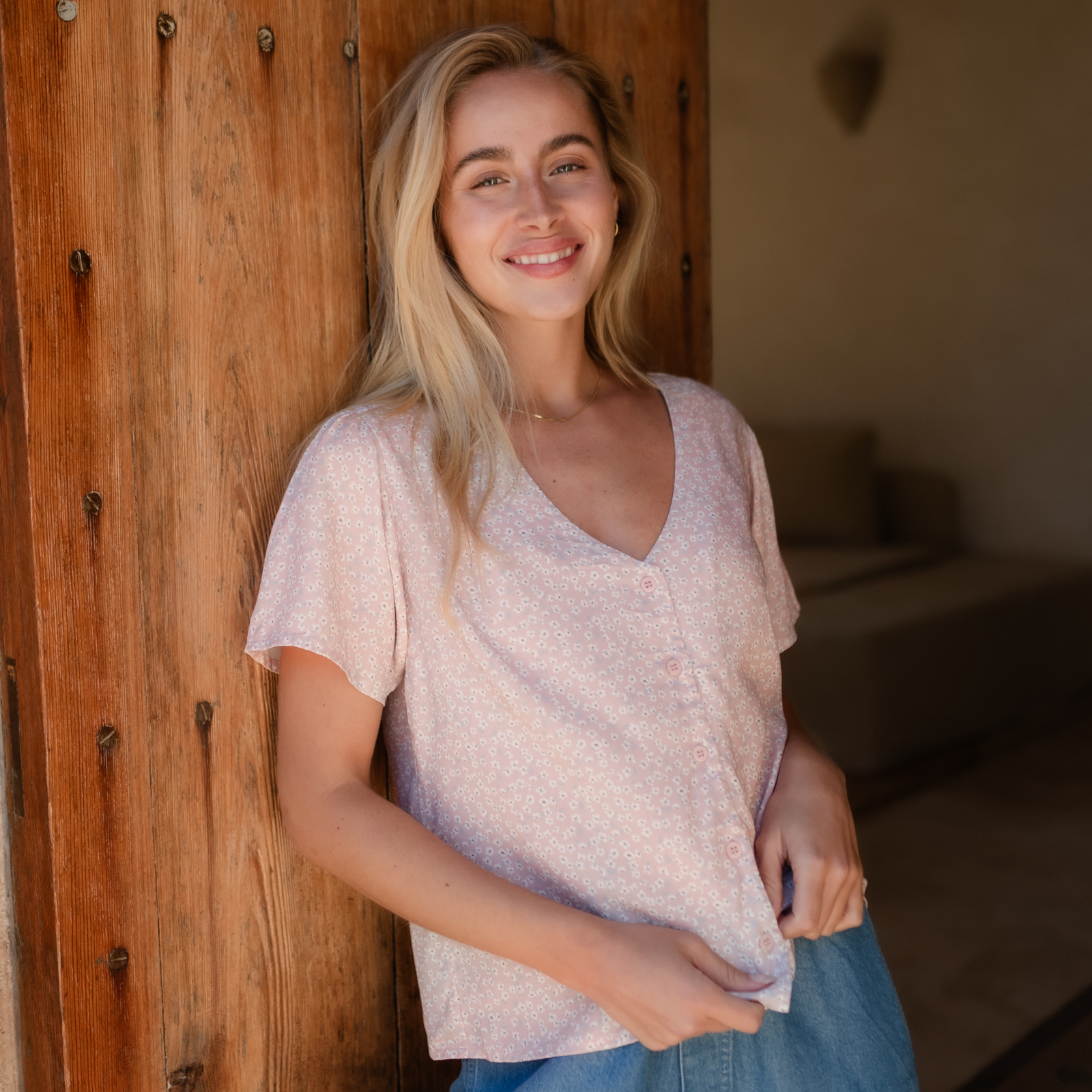 Nordlicht Saga Bluse Blumen Rosa XS