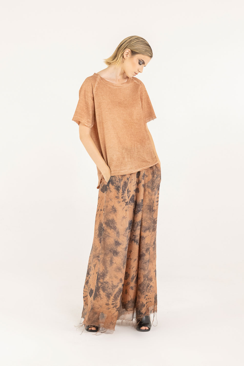 Sanctamuerte T-Shirt Ampia Shirt Musselin-Baumwolle weit