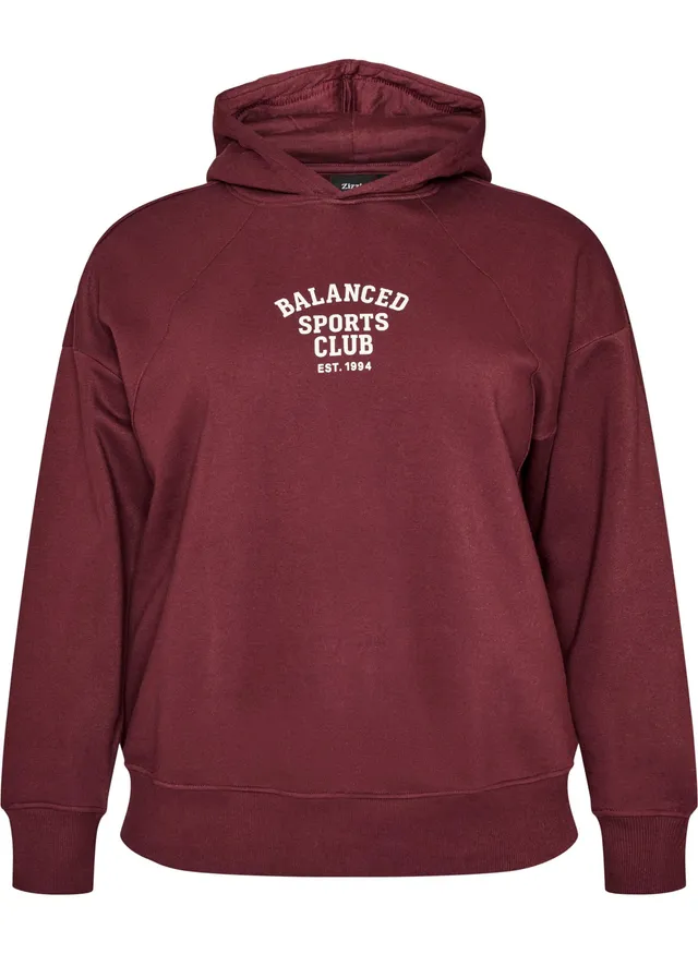 Zizzi Active Hoodie Baumwolle Raglan Kapuze Große Größen
