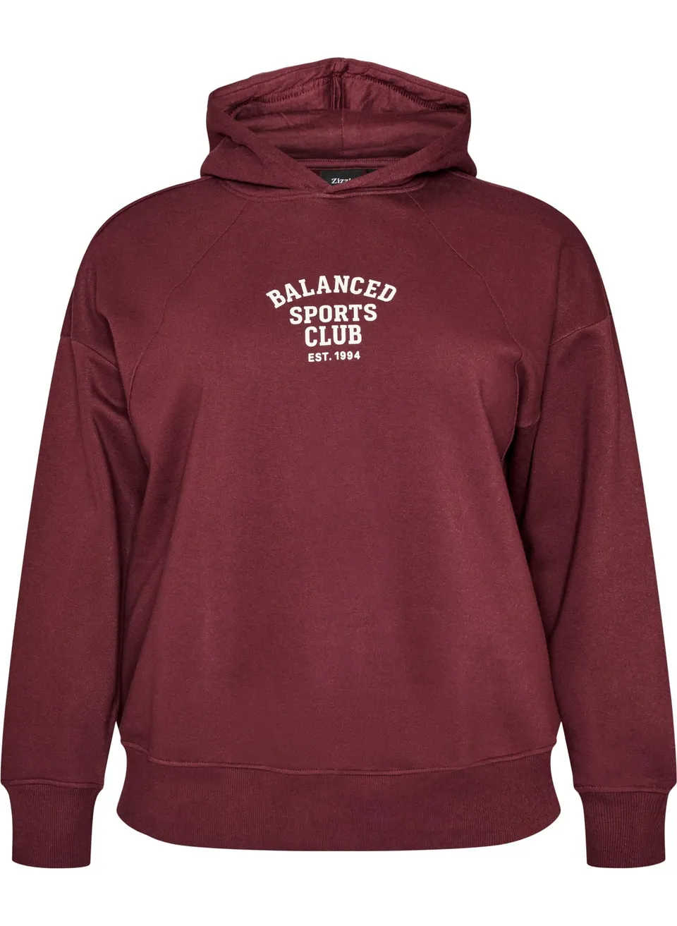 Zizzi Active Hoodie Baumwolle Raglan Kapuze Große Größen